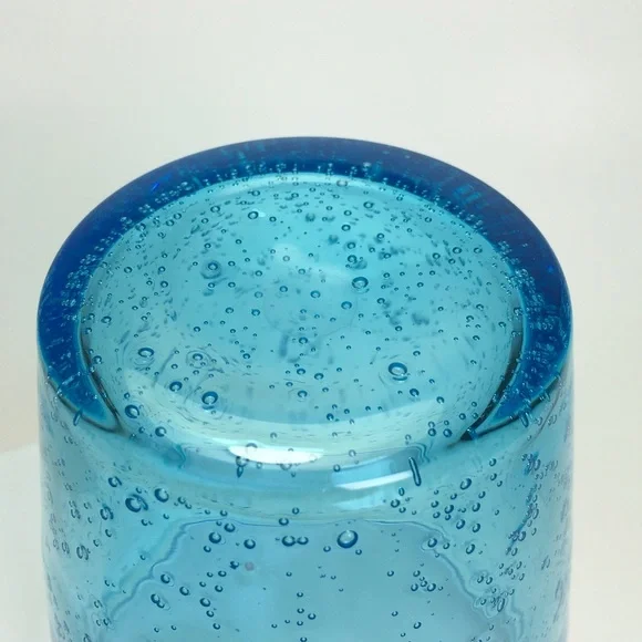 Blue Bubble Glass Hand Blown Drinking Glasses - Picture 8 of 8